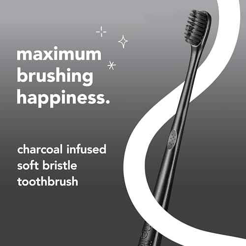 hello Soft Bristle Adult Charcoal Toothbrush Pack, BPA-Free Soft Toothbrushes with Charcoal Infused Bristles, Gentle on Gums and Teeth, Ergonomic Handle Made with Plant-Based Materials, Black, 4 Pack