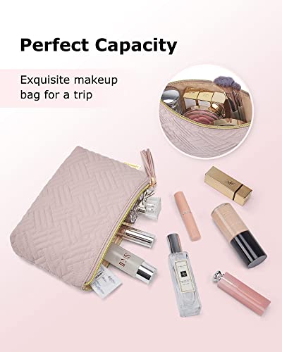 BAGSMART Small Makeup Bag with Tassel - 8.7" Slim Cosmetic Pouch