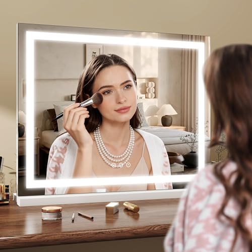 ROLOVE 23x18 Lighted Vanity Mirror, 3-Color Dimmable LED