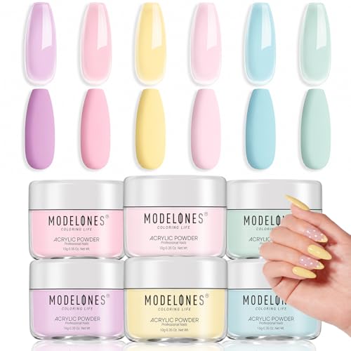 Modelones Macaron Acrylic Powder Set A3-Pearly Mint Frost - 6 Colors, 10g each