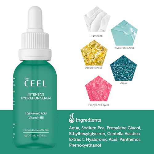 The Ceel Hyaluronic Acid Serum For Face | Hydrating Serum with Hyaluronic Acid and Vitamin B5| Moisture, Plumps and Smooths for Youthful Glow |Non Greasy, Paraben Free Formula| 1.00 fl.oz (30 ml)