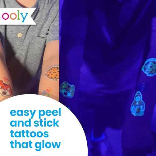 Ooly 40+ Glow in the Dark Temporary Tattoos For Kids, Safe & Non-Toxic Temporary Tattoo, Party Favors Gifts for Kids - Bright & Funny