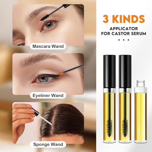 6pack Mascara Tubes Empty for Castor Oil, 10ML Mascara Wand Tube, Eyeliner Tube & Lip Gloss Tube Kit with Funnel, Travel Mascara Tube for Eyelashes Serum Eyebrows Growth Oil, DIY Skin Care Essentials¡¦