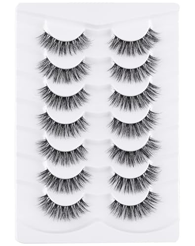 Wispy Mink False Eyelashes 14MM - Natural 3D Fluffy Lashes 7 Pairs