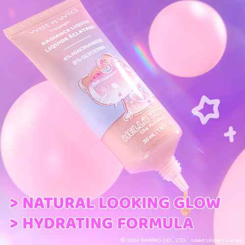 wet n wild Hello Kitty Radiance Liquid, Nourishing Niacinamide & Glycerin Infused Formula, Natural Multi-Functional Glow, Cruelty-Free & Vegan