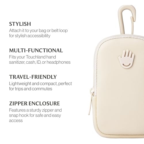 Touchland Touchette Zippered Pouch, Attachable Fashion Accessory with Snap Hook for Power Mist and Glow Mist 1FL OZ