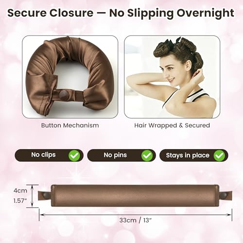 ADETON Heatless Hair Curlers Set Satin Overnight Curling Rods with Bonnet for Long Hair