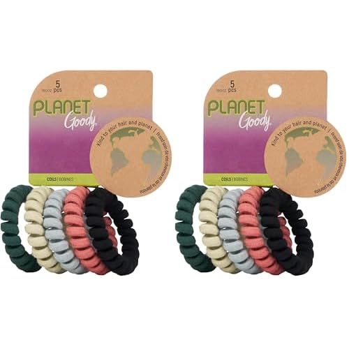 Goody Planet Goody Elastic Thick Hair Coils, Neutral Pack - Medium Hair to Thick Hair - Hair Accessories for Women and Girls, 5 Count (Pack of 2)