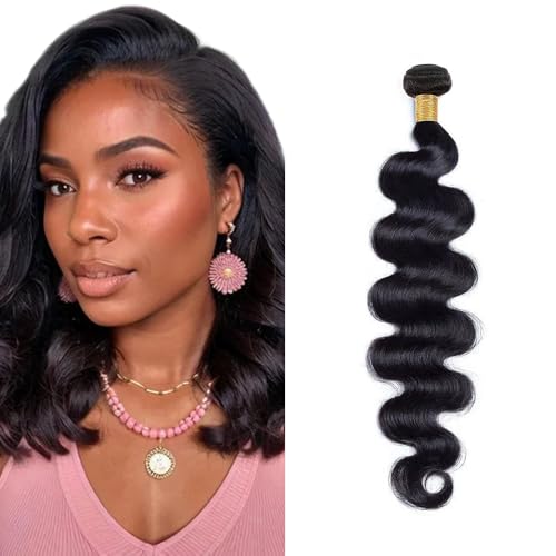 WuvuSnm 12 Inch Body Wave Human Hair Bundles #1B Natural Black 50g