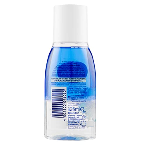 NIVEA Double Action Eye Makeup Remover with Purified Water and Cornflower Extracts Eliminate Waterproof Makeup - 4 x 125ml Bottles