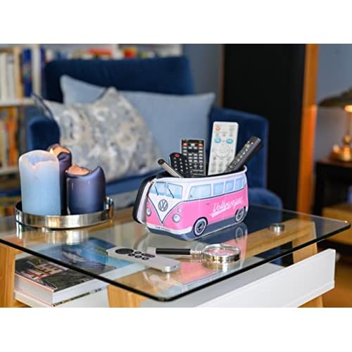 BRISA VW Collection - Volkswagen Neoprene Universal Makeup Cosmetics Toiletry Travel Pharmacy Bag in T1 Bus Design (Pink/Large) (Small (9.1 x 4.3 x 3.1 inches))