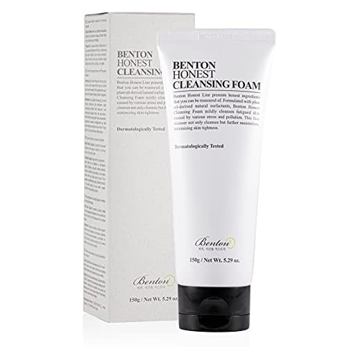 Benton Honest Cleansing Foam, 150g, Moisturizing, Soothing, Sensitive Skin, Dehydrated skin, Dermatologically Tested, Camelia Japonica Seed Oil, Palm oil derived surfactant