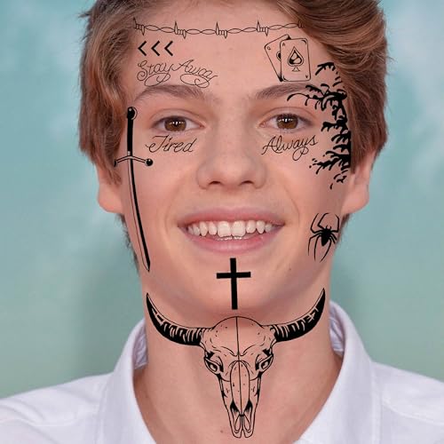12 Sheets Halloween Temporary Tattoo Set - Waterproof Face Stickers
