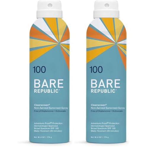 Bare Republic Clearscreen Sunscreen SPF 100 Sunblock Spray, Water Resistant with an Invisible Finish, 6 Fl Oz (Pack of 2)