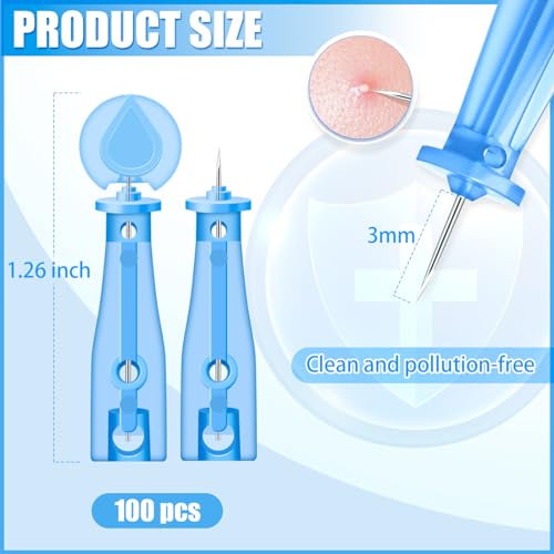 Sterile Lancets for Blackhead Removal, 100 Pack Pimple Needles
