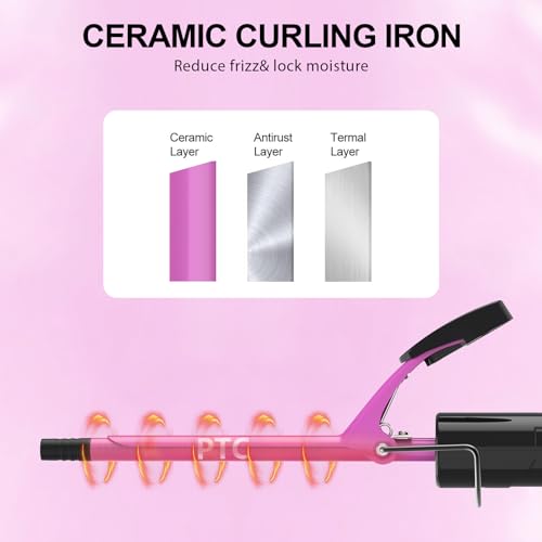 DAN Technology 3/8 Inch Small Curling Iron for Short Hair, 9mm Barrel (Pink)
