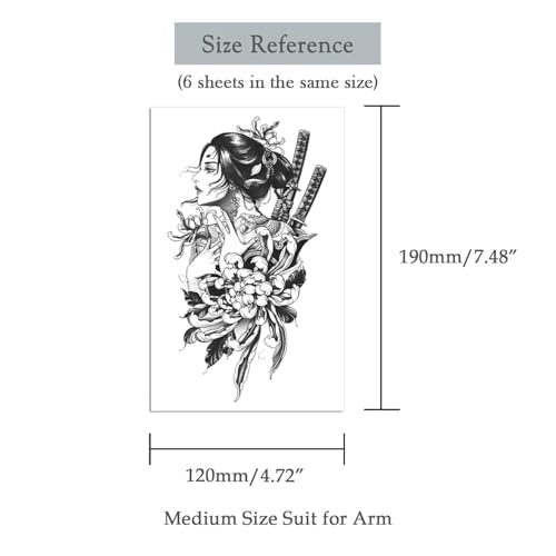 Waterproof Temporary Tattoo Stickers - 6 Sheets Japanese Designs