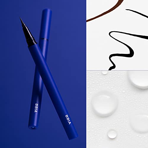 BBIA Never Die Brush Eyeliner - Waterproof & Sweat-proof Liquid Pen Eye Liner No-Skip with Highly Resilient Fine Brush Tip Satin Finish Long-Lasting Quick Dry Vegan Korean Eye Makeup (01 MATTE BLACK)