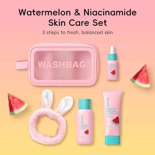 Watermelon Skin Care Set, Beauty Gift Sets, Facial Skincare Products, Routine Skin Care for Teens, Nourishing, Hydration, Glow Up, Trendy Stuff for Girls with 3PCS, Birthday Christmas Gift