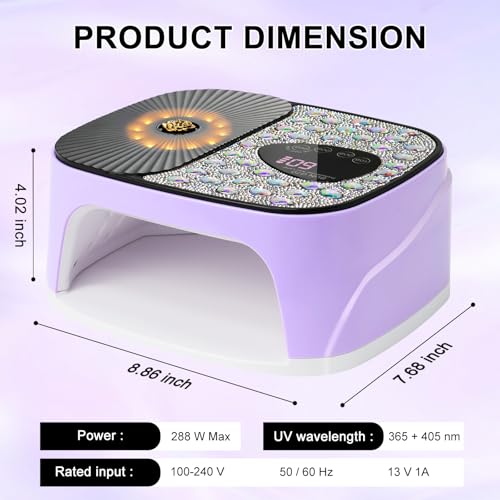LIMEGIRL UV LED Nail Lamp Kit for Gel Polish Professional Fast Curing Purple Dryer Light Set with 4 Timer Settings Cordless Rechargeable Nail Art Cure Machine with UV Gloves for Manicure Pedicure