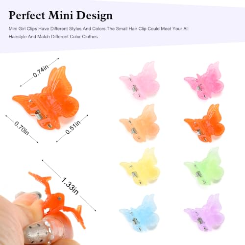 SAOROPEB Jelly Butterfly Hair Clips 50pcs Mini Hair Accessories Y2K 90s Style
