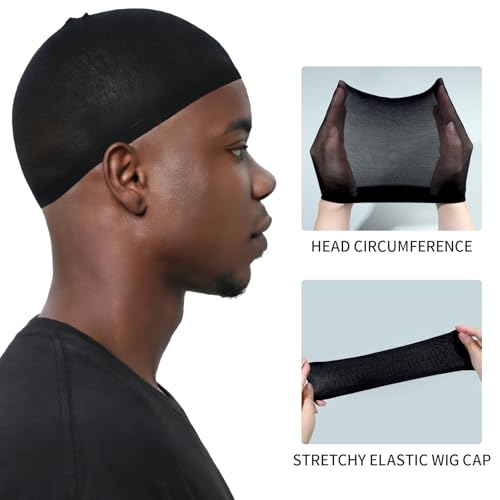 Men's Black Nylon Wig Cap - 4 Pack Lightweight & Breathable Hair Net