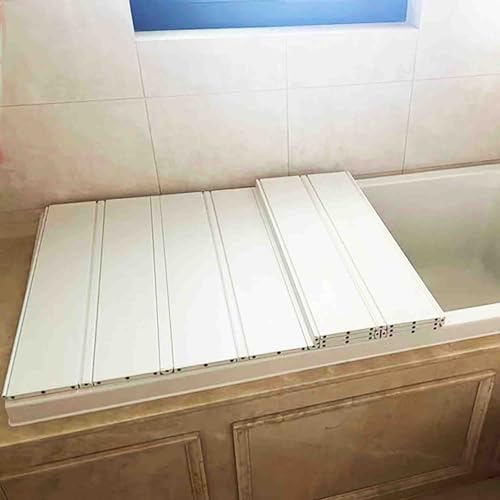 Foldable Bathtub Cover Caddy – PVC Shutter Lid with Heat Insulation