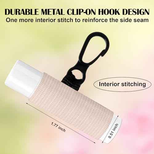 Sureio 10 Pack Lip Balm Holder Keychain Compact Clip On lipstick Lip Gloss Holder Keychain Elastic lipstick Sleeve Clip (Bright Colors)