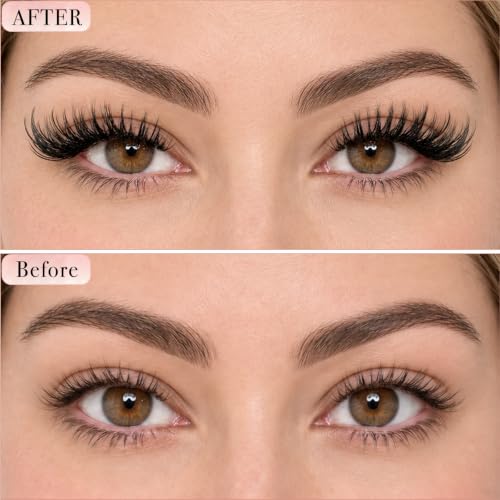 QUNETY Cat Eye False Eyelashes 10 Pairs Wispy Mink-Look Lashes, Clear Band