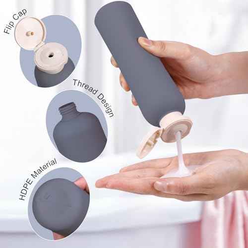 Travel Shampoo Bottle, Empty Plastic Squeeze Bottles 8.8oz with Flip Cap, Lotion Container for Toiletries Travel Size Shampoo and Conditioner