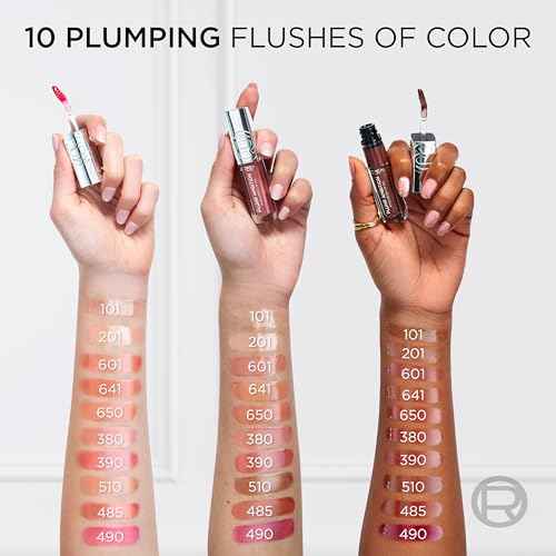 L'Oreal Paris Plump Ambition Hyaluron Lip Oil, 24 HR Lip Gloss with Hyaluronic Acid, Volumizing Formula with Glass-Like Shine, Worth It 601, 0.16 Fl Oz