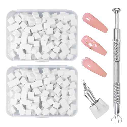 200Pcs Nail Sponges for Ombre, Soft Nail Art Sponges With Grabbing Pen , Manicure Nail Art Tools, Blooming Nails,Nail Tech Must Have Nail Accessories Supplies for Home and Salon