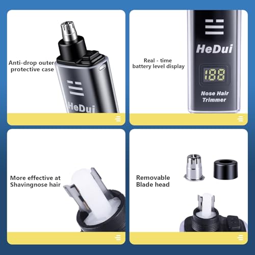 10 Pack Nose Hair Trimmer for Men and Women USB Rechargeable with Digital Display Nose and Ear Trimmer for Men Dual Edge Rotating Blades Easy Clean Detachable Head Compact and Travel Friendly