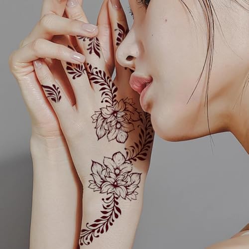 Large Hand Tattoo Stickers – Waterproof Henna-Style Temporary Tattoos