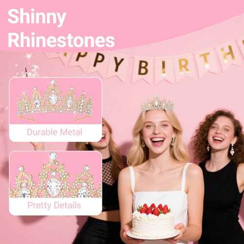 Tiara Crown for Women, Headband Hair Accessories for Birthday Wedding Party Costume