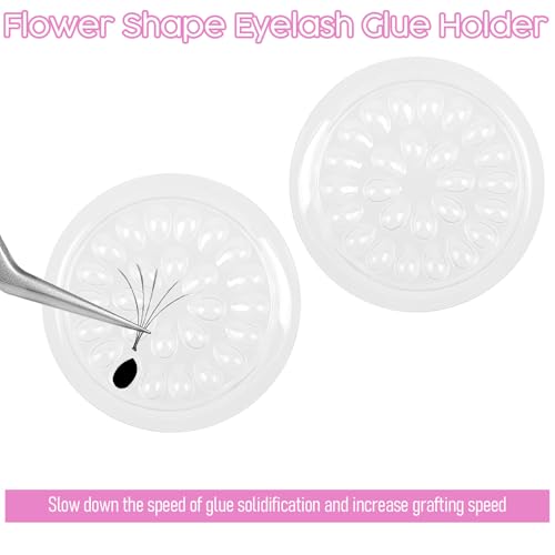 Lash Trays, Lash Trays for Extensions 100Pcs Lash Glue Holder, Disposable Plastic False Eyelashes Holders Plastic Eyelash Pads for Extensions Eyelashes Glue Pallet Pad(Transparent)