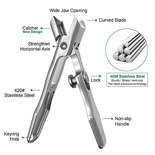 Wide Jaw Opening Nail Clippers and 3pcs Long Handle Nail Clippers Combo, Large Heavy Duty for Toenail Fingernail for Men Women Adult Seniors