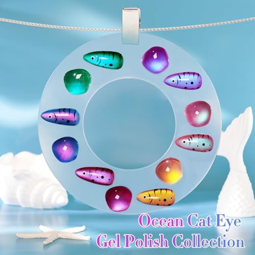 Double Rhythm Cat Eye Gel Nail Polish Kit with Magnet - Glass Galaxy Green