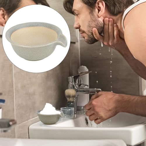 Linkidea Ceramic Shaving & Beard Grooming Bowl for Men, Wide Mouth Lathering Cup for Wet Razors, Traditional Shave Cream Cup (Grey)