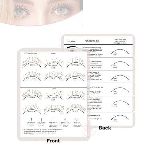Lash Extension Practice Chart Kit with 5 Eye Sponges