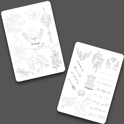 3-Pack Double-Sided Tattoo Practice Skin with 30 Floral Stencil Designs