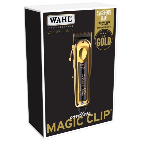 Wahl Professional 5 Star Gold Cordless Magic Clip Hair Clipper with 100+ Minute Run Time for Professional Barbers and Stylists - Model 8148-700