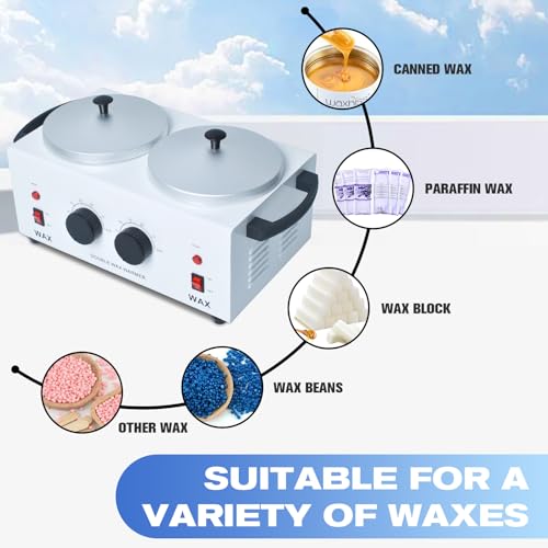 Double Wax Warmer Professional£¬Wax pot for Hair Removal with Adjustable Temperature Set, Portable Professional Wax Heater for spa and Salon,Body with 200pcs Wax Sticks