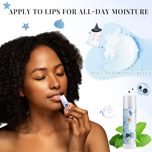 24 Pcs Halloween Baby Shower Favors a Little Boo Is Almost Due Baby Shower Gifts Girl Boy 0.15oz Lip Balms Bulk for Prizes Gender Reveal Souvenirs Gift Bags Stuffers Supplies (Blue)
