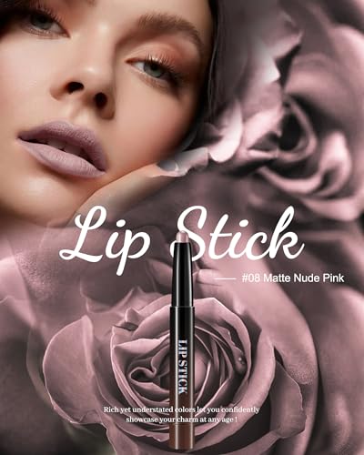 Nude Pink Matte Lipstick for Mature Women - 24H Long Lasting