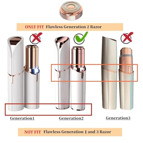 2 Pack Replacement Heads for Flawless Generation 2 Facial Hair Remover - Compatible & Dual-Blade