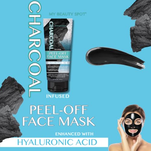 My Beauty Spot Charcoal Face Mask Peel-Off Face Mask Skin Care Black Head Remover for Face Infused with Hyaluronic Acid 6.7oz