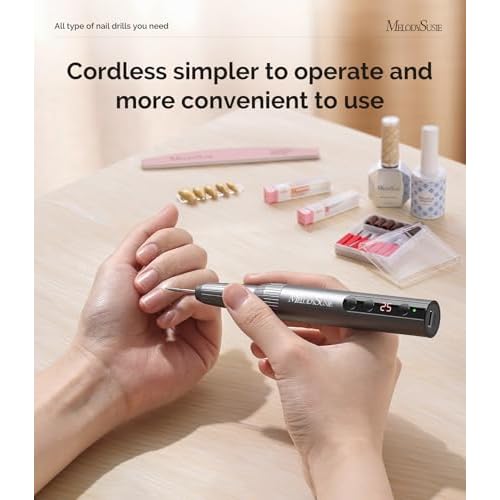 MelodySusie Rechargeable Cordless Electric Nail Drill with All in One Nail Brush Se