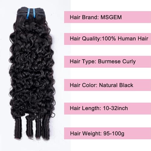Burmese Curly Human Hair Bundles 18-22" 3C4A Unprocessed