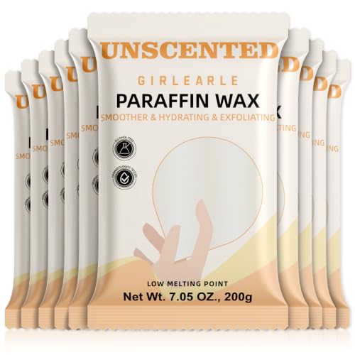 GIRLEARLE Unscented Paraffin Wax Refills - 10 Pack for Hand & Foot Wax Machine